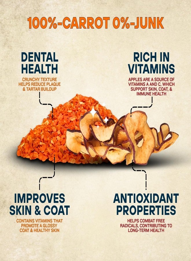 Sage Square Dog Dried Carrot & Apple Flakes Treats - Natural, Healthy & Tasty Snacks | Rich in Fiber & Vitamins | No Artificial Preservatives | Low Fat, Digestible | Ideal for Training, Chewing | 100g - Image 3